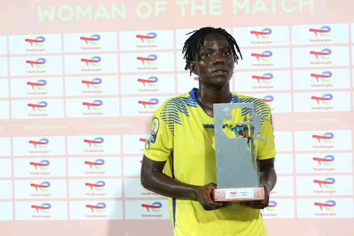 Vihiga Queens player Teresa Engesha named the women of the Match in their 2-0 win over Asfar of Morocco