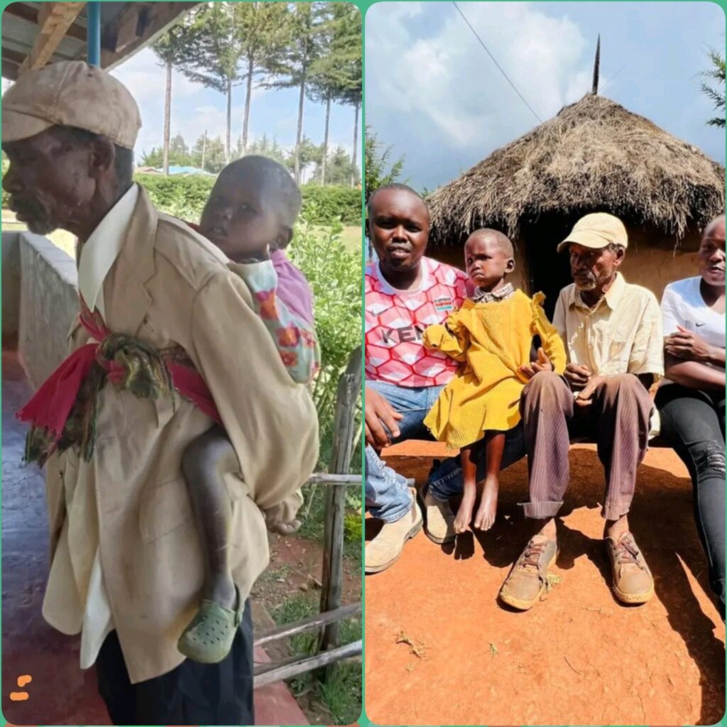 Huge Amount Of Money Kenyans Have Contributed To Elderly Man Captured Carrying His Sick Daughter Using “Leso “