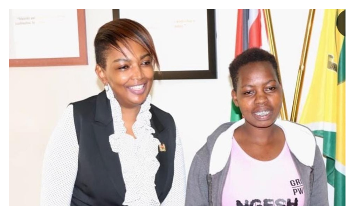 EXPOSED: Why ‘Rieng Genje’ singer Ngesh Bad Gal is still hawking Nominated Senator Karen Nyamu (left) with Gengetone sensation Ngesh Bad Gal. PHOTO | COURTESY